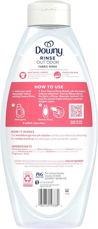 Downy Rinse Laundry Odor Remover, Spring Breeze Scent, 48 FL OZ, Fabric Softener and Laundry Odor Removal Rinse
