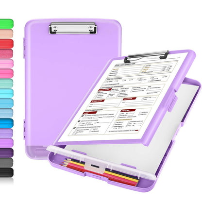 Sooez Clipboard with Storage, Clip Board 8.5 x 11 with Pen Holder, Plastic Organization Case Box for Letter Legal A4 Size Paper, Low Profile Clip, Nurses Teachers Must Haves, School &amp;amp; Office Supplies