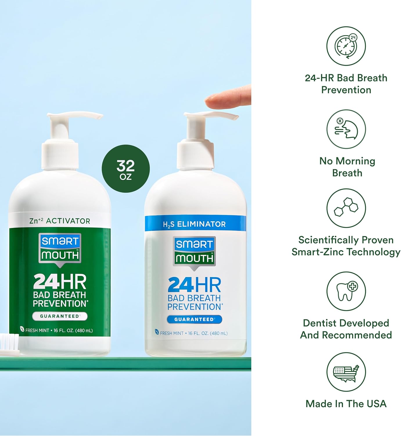 SmartMouth_Original_2-Bottle_Zinc_Activated_Mouthwash_with_Pumps_-_Instant_Fresh_Breath_Mouthwash_-_Eliminates_Bad_Odors_&_Bad_Breath_-_Sugar,_Gluten_&_Alcohol-Free_-_Fresh_Mint_-_16_fl_oz,_2-Pack