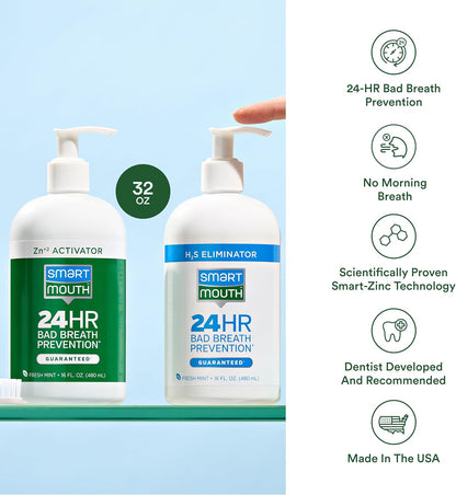 SmartMouth_Original_2-Bottle_Zinc_Activated_Mouthwash_with_Pumps_-_Instant_Fresh_Breath_Mouthwash_-_Eliminates_Bad_Odors_&_Bad_Breath_-_Sugar,_Gluten_&_Alcohol-Free_-_Fresh_Mint_-_16_fl_oz,_2-Pack