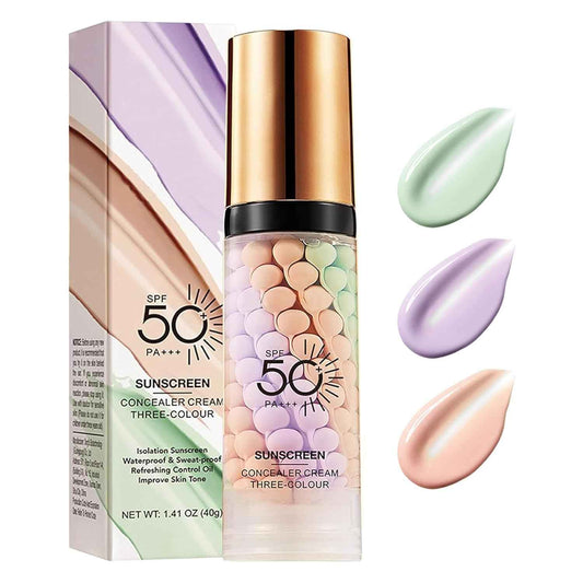 3 In 1 Primer for Face Before Makeup, Sunscreen Isolation Cream Face Tinted Moisturizer, SPF 50,One Step Color Corrector, Makeup Primer Oil Control & Concealer Skin Tone Correcting,Mothers Day Gifts