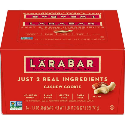 Larabar Cashew Cookie, Fruit and Nut Bars, Gluten Free and Vegan, 27.2 oz, 16 Ct