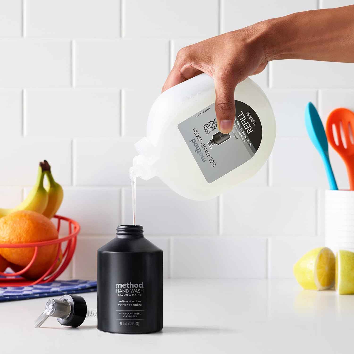 Method Gel Hand Soap, Reusable Black Aluminum Bottle, 12 oz
