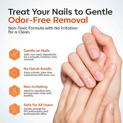 Modelones 50 ML Nail Glue Remover for Base Coat Press On Nails, Upgrade Clear Stick On Nails Remover for Acrylic Tips, Nail Polish Remover with Wood Stick