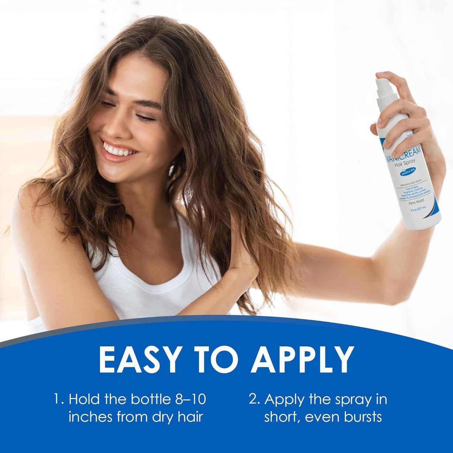 Vanicream Firm Hold Hairspray, Fragrance and Gluten Free, For Sensitive Skin, 8 Ounce, Packaging May Vary