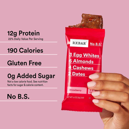 RXBAR Protein Bars, 12g Protein, Gluten Free Snacks, Strawberry