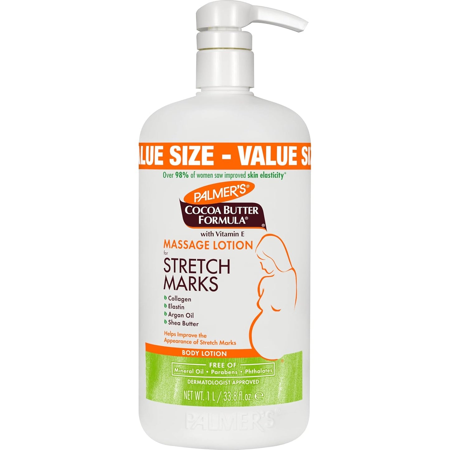 Palmer's_Cocoa_Butter_Formula_Massage_Lotion_For_Stretch_Marks,_Pregnancy_Skin_Care,_Belly_Cream_with_Collagen,_Elastin,_Argan_OIl_and_Shea_Butter,_33.8_Ounces