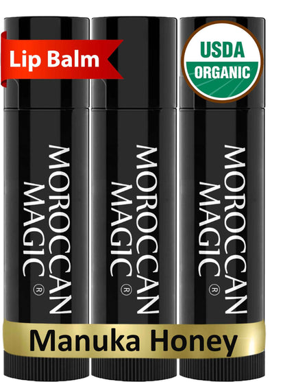 Moroccan Magic Organic Pure Coconut Lip Balm 3 Pack | Ultra-Hydrating Argan & Essential Oil Lip Moisturizer + Vitamin E | Natural Chapstick for Dry Lips | Smooth, Non-Toxic | Organic Lip Balm