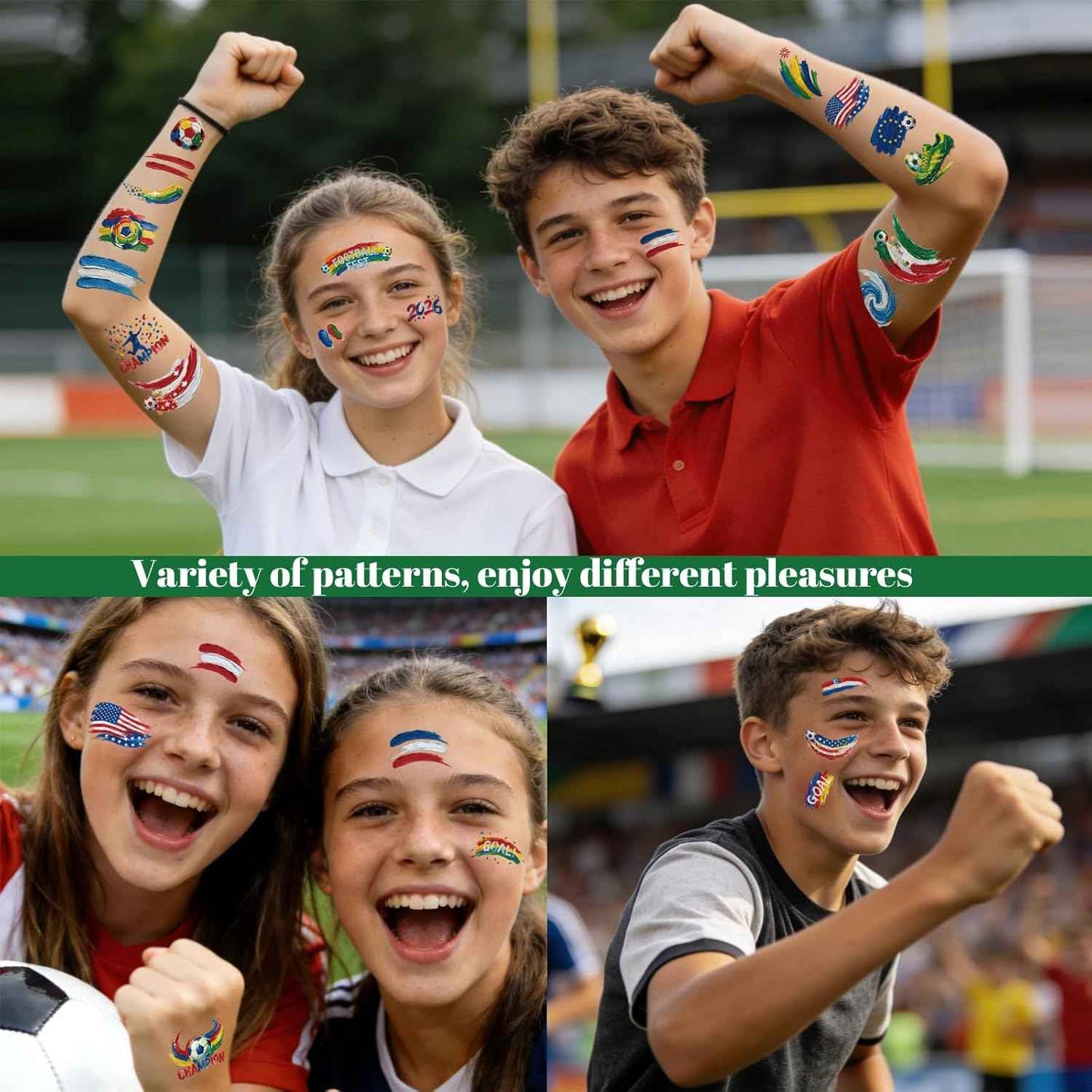 Awinmay 45 Pcs Soccer Tattoos - World Cup Temporary Tattoos for Kids，Adult，Teens，Soccer Party Favors Sports Themed Supplies Fake Tattoo Stickers，World Cup 2026 Merchandise，Kids Goodie Bag Stuffers