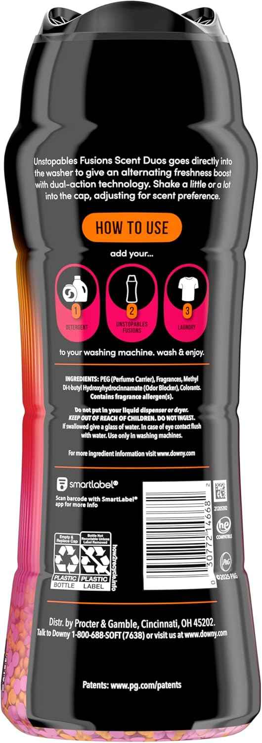 Downy Unstopables Fusions Scent Duos Laundry Scent Booster Beads, Sunset and Citrus Scent, 24hr non-stop freshness with 2 in 1 dual scent laundry scent beads