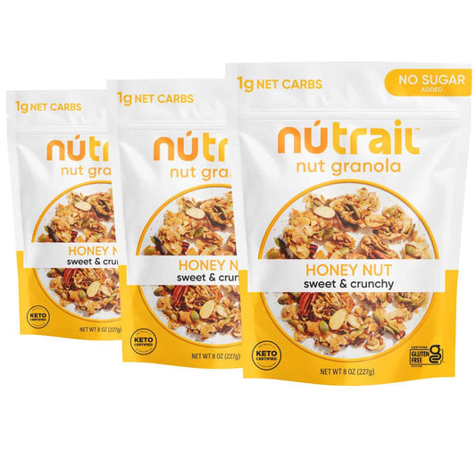 NuTrail Nut Granola Cereal, Honey Nut, No Sugar Added, Keto, Low Carb, Gluten Free, Grain Free, Healthy Breakfast 8 oz.