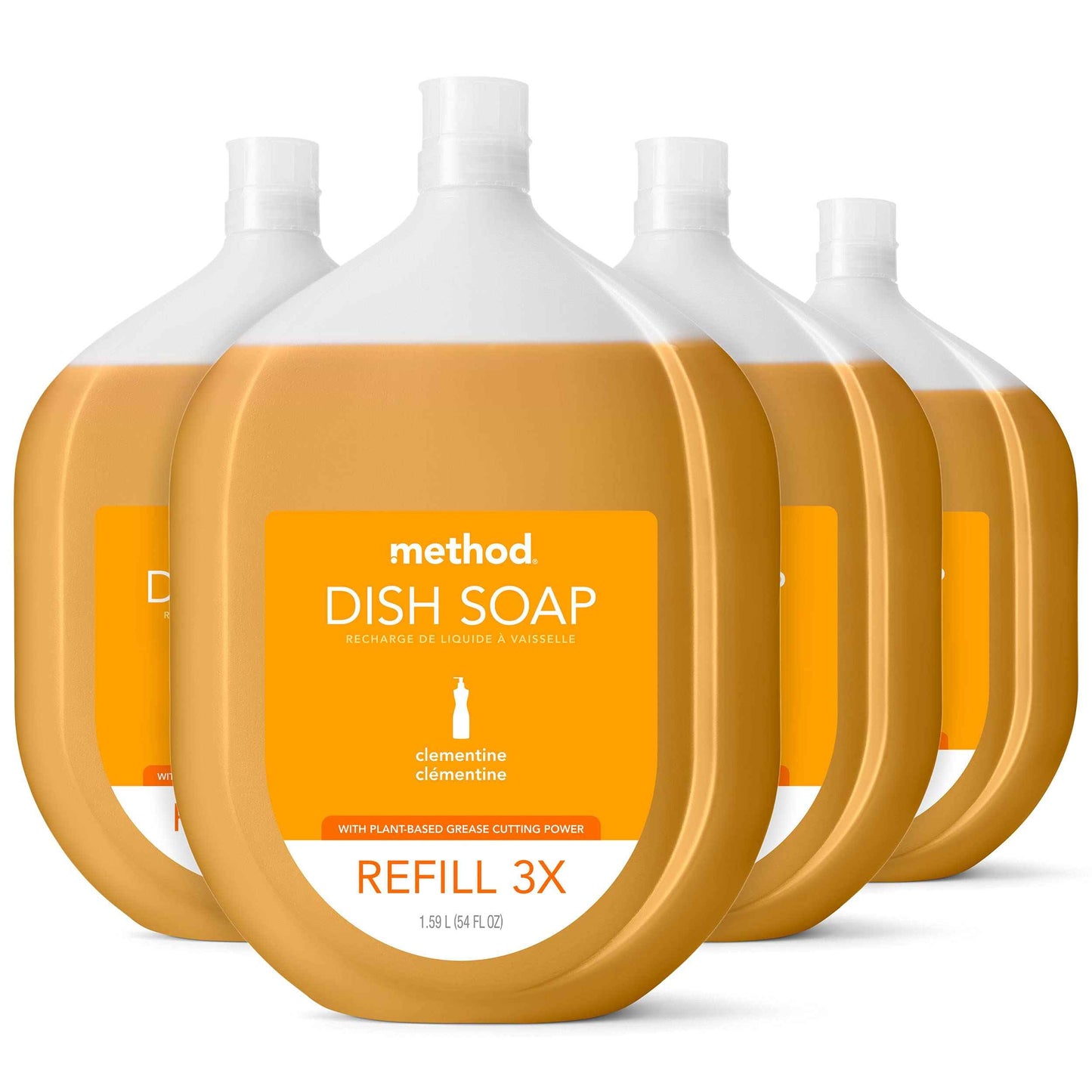 Method Gel Dish Soap, Clementine Scent, Tough on Grease & Stuck-on Food, Cruelty Free Formula, Made with Recycled Plastic