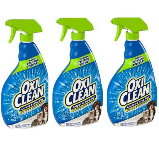 OxiClean Carpet and Rug Cleaner, Pet Stain and Odor Remover Spray, 24 fl oz (Pack of 3)