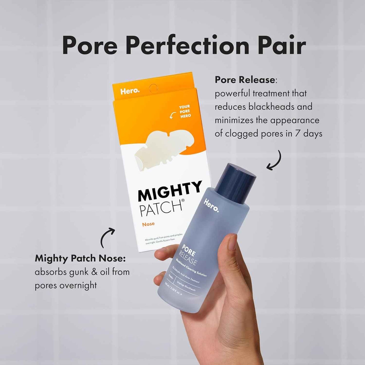 Mighty Patch Nose Pimple Patches, Large Hydrocolloid Pore Strips, Dermatologist Approved, Overnight, Pimple Stickers from Hero Cosmetics