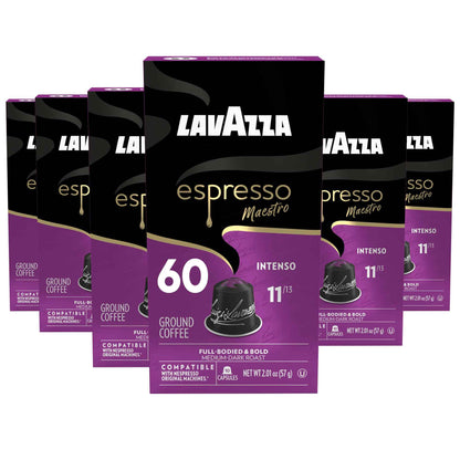 Lavazza Espresso Maestro Aluminum Capsules Compatible with Nespresso* Original Machines, Dark Espresso Roast, Arabica and Robusta Blend