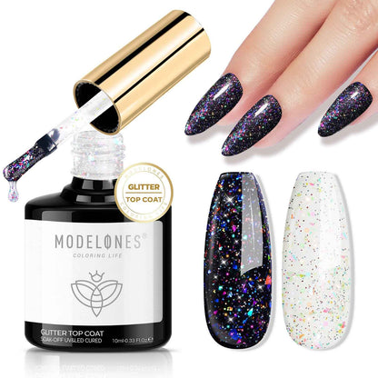 modelones Gel Top Coat, 15ml No Wipe Gel Nail Polish High Gloss Top Coat Shiny Long Lasting Clear Top for Acrylic Nails, Need U V/LED Lamp for Home DIY Gift Spring Easter's Manicure Salon