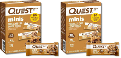 Quest Nutrition Mini Chocolate Chip Cookie Dough Protein Bars, 8g Protein, 1g Sugar, 2g Net Carbs, Gluten Free, 14 Count
