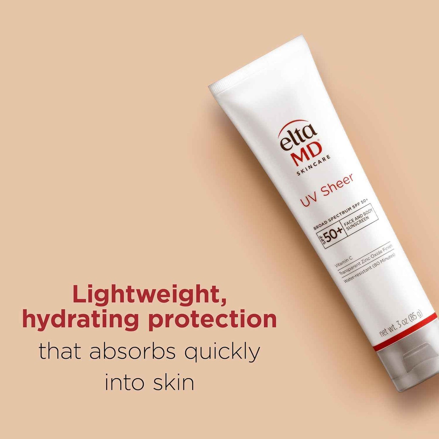 EltaMD UV Sheer Face and Body Sunscreen SPF 50+, No White Cast Sunscreen with Transparent Zinc Oxide and Hyaluronic Acid, Moisturizes and Protects