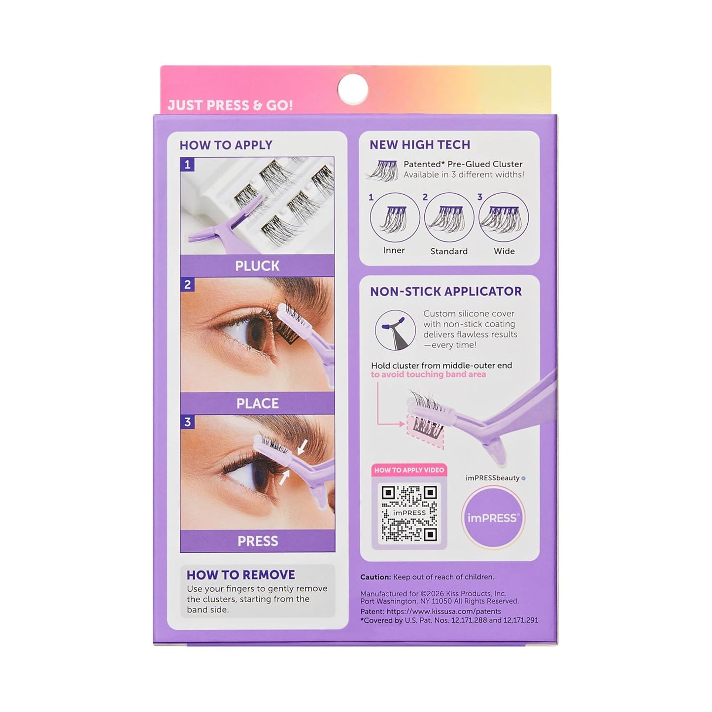 KISS_imPRESS_Falsies_Self_Adhesive_Eyelashes,_Press_On_Lashes,_12mm-14mm_Glam_Volume_Lashes,_Black,_No_Glue_Needed,_Invisible_Band,_36_Lash_Clusters_&_Non-Stick_Applicator_-_Voluminous
