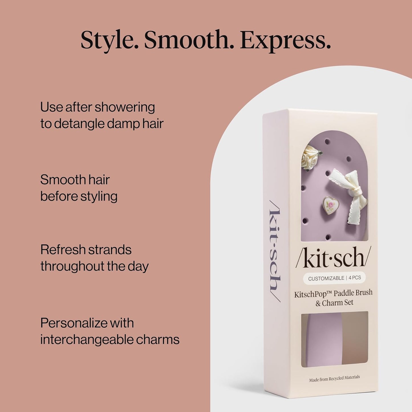 KitschPop™_Paddle_Hairbrush_for_Women_–_Flexible_Bristles_Paddle_Brush_for_Less_Breakage,_Scalp-Stimulating_Detangler_Hair_Brush_for_Wet_&_Dry_Hair,_Customizable_with_KitschPop™_Charms_-_Soft_Violet