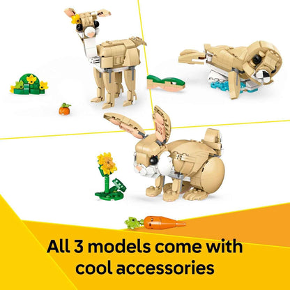 LEGO Creator 3 in 1 Cute Bunny Toy - Building Toy for Girls and Boys, Ages 8+ - Gift for Easter Basket - W/ 3 Build Options, Bunny, Seal, or Llama - 31162