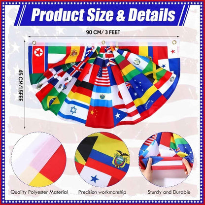 Outus 3 Pcs World Flags Banner International World Flag Decorations Country Bunting Nations Pleated Fan Bunting Backdrop for International Sports Events Club Events Grand Opening Decor