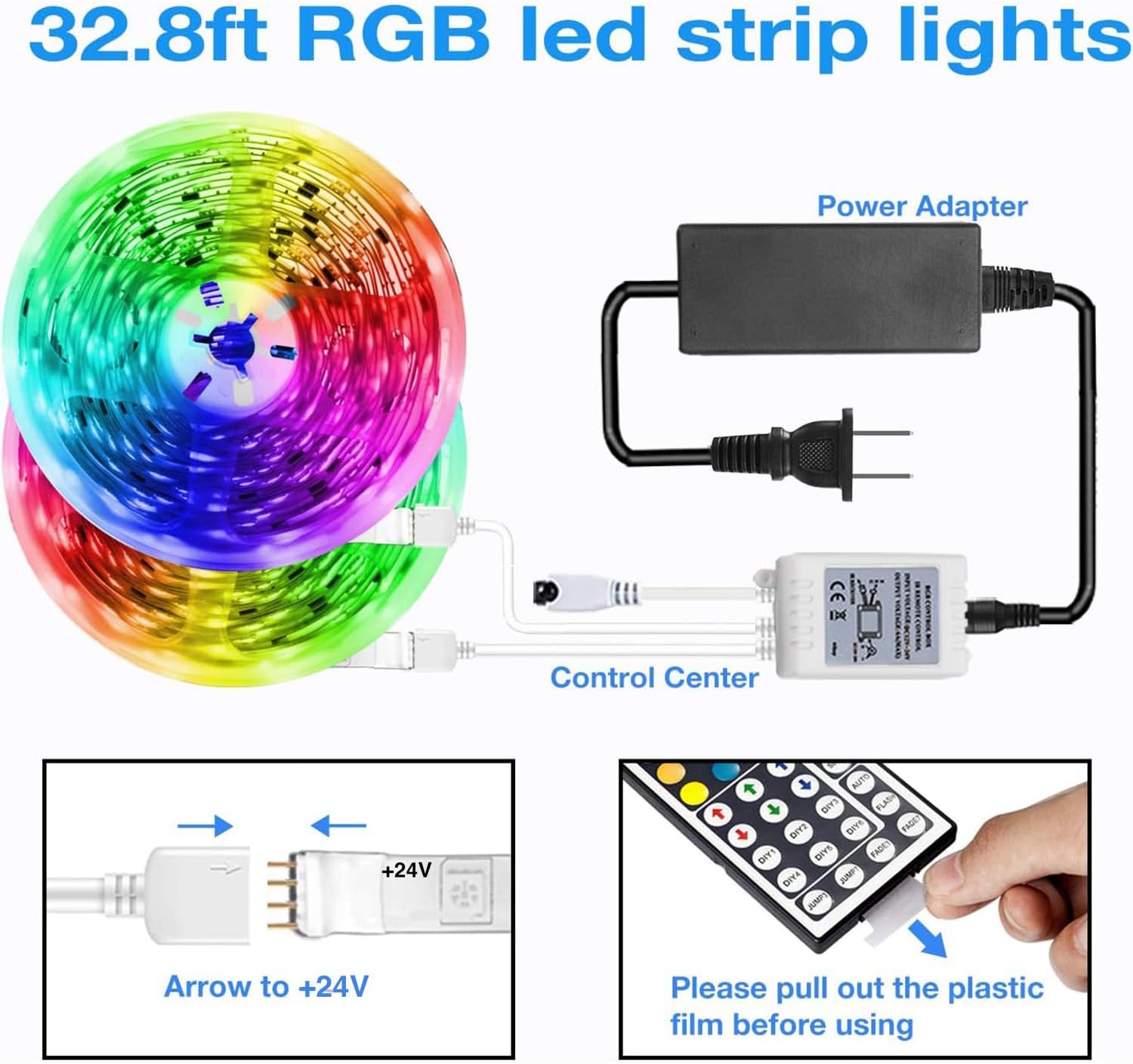 DAYBETTER_Led_Strip_Lights_16.4ft/32.8ft/50ft/100ft/200ft_Kit_with_Remote_and_Power_Supply_Color_Changing