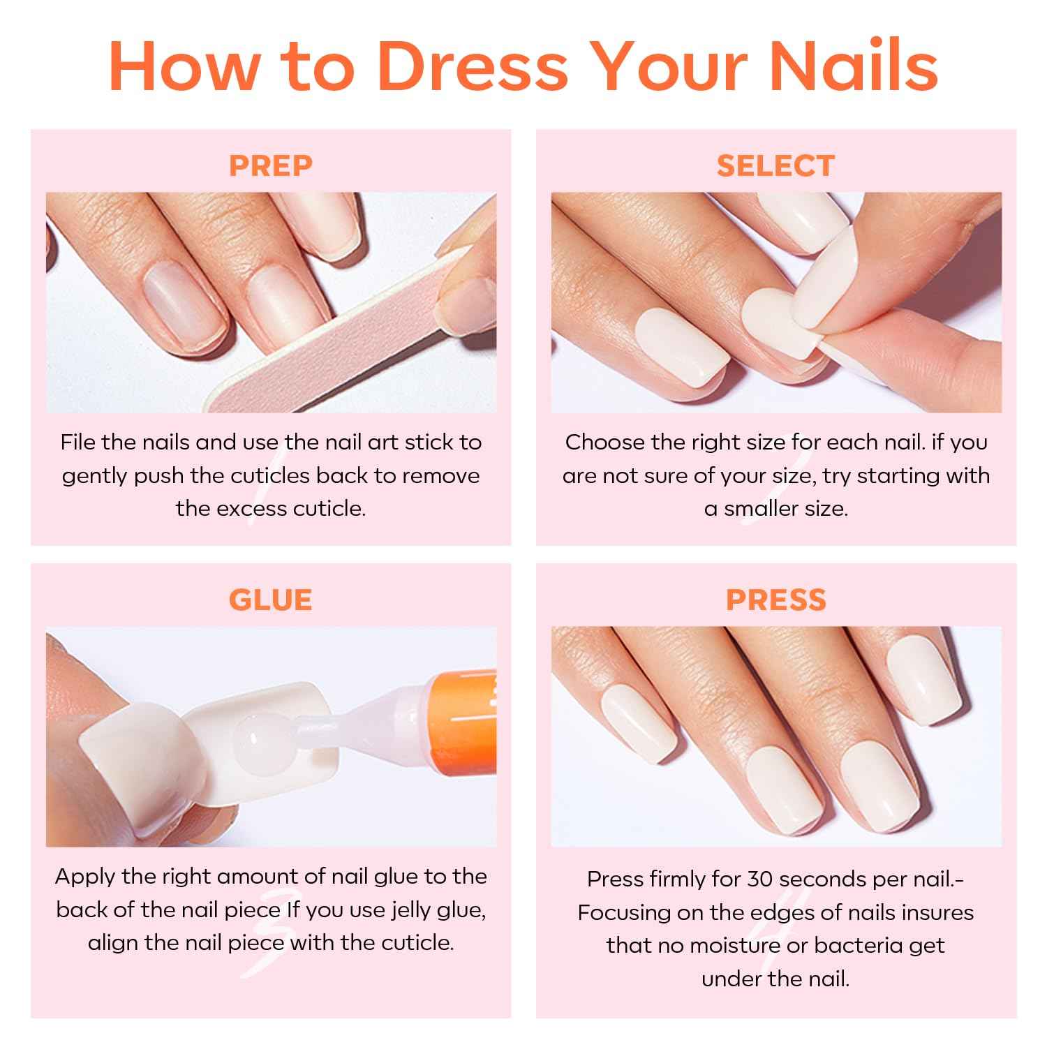 modelones French Tip Press On Nails, Short Oval Fake Nails Press Ons with Nail Glue, Adhesive Tabs, Nail File, Prep Pad, Manicure Stick, 32Pcs 16 Sizes, Nude, Spring Women Girl Gift