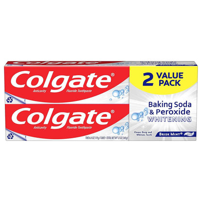 Colgate Baking Soda & Peroxide Toothpaste - Whitens Teeth, Fights Cavities & Removes Stains