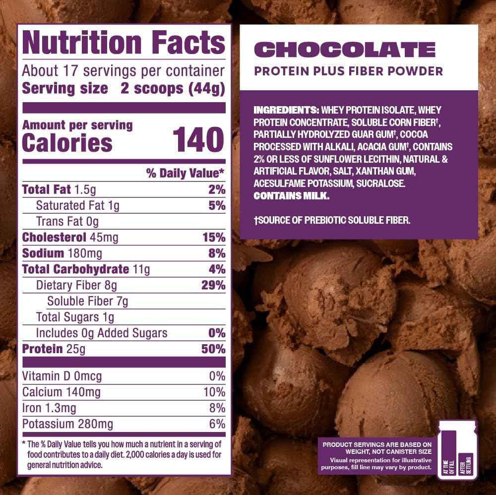 Premier Protein Powder Plus Fiber, 25g Protein, 7g Fiber to Support Gut Health, No Added Sugar (17 Servings)