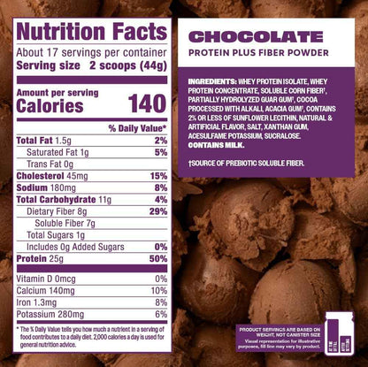 Premier Protein Powder Plus Fiber, 25g Protein, 7g Fiber to Support Gut Health, No Added Sugar (17 Servings)