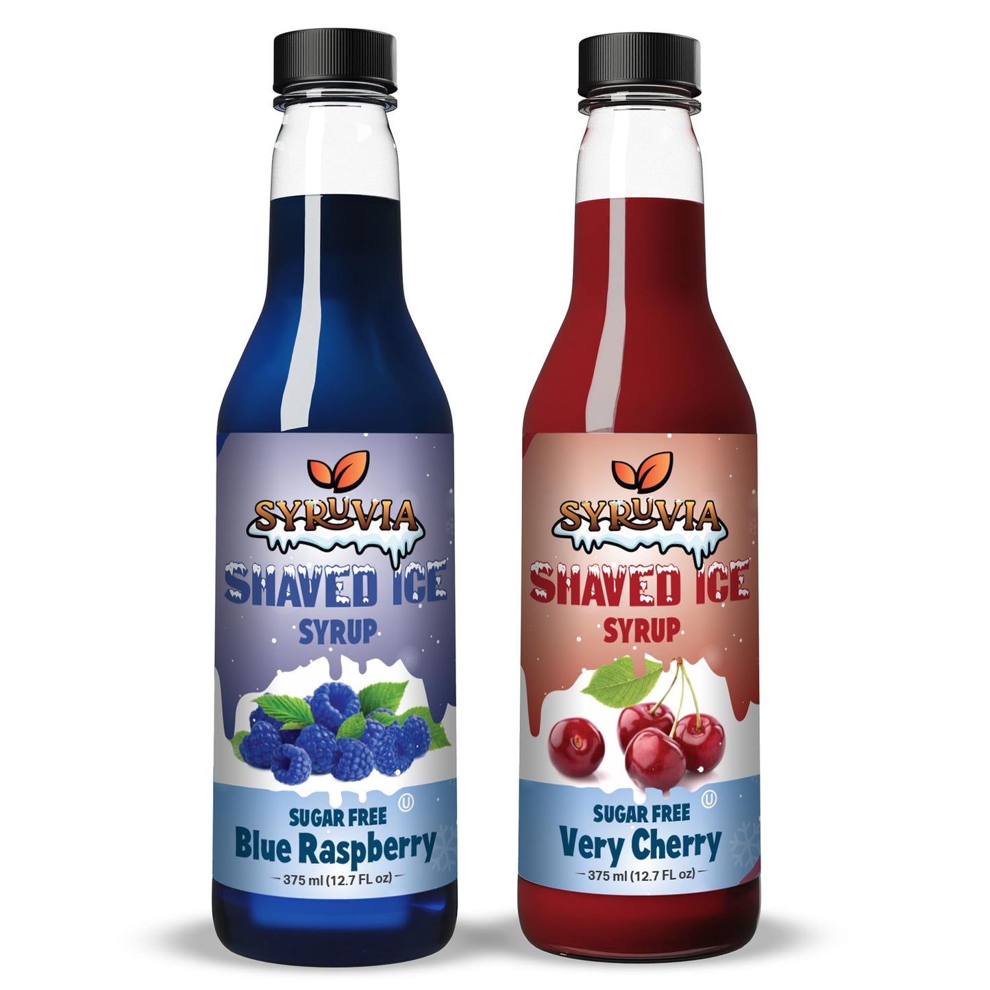 Syruvia Sugar-Free Snow Cone Syrup 12.7oz -0 Calorie Cherry &amp;amp; Blue Raspberry Syrup For Shaved Ice, Snow Cones, Slushies, Italian Soda and Popsicles. Keto Friendly, Kosher, Dairy Free.