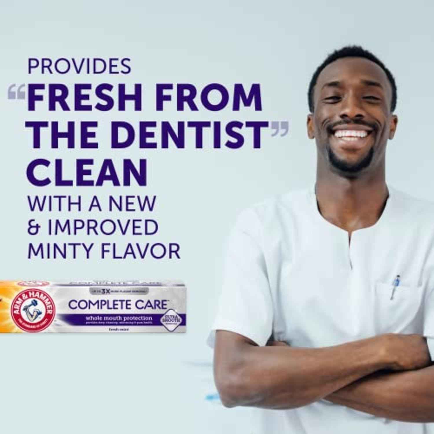 ARM & Hammer Complete Care Toothpaste, Teeth Whitening Toothpaste with Baking Soda, Fluoride, Whole Mouth Protection, Fresh Mint Flavor, 6.0 oz (Pack of 4)