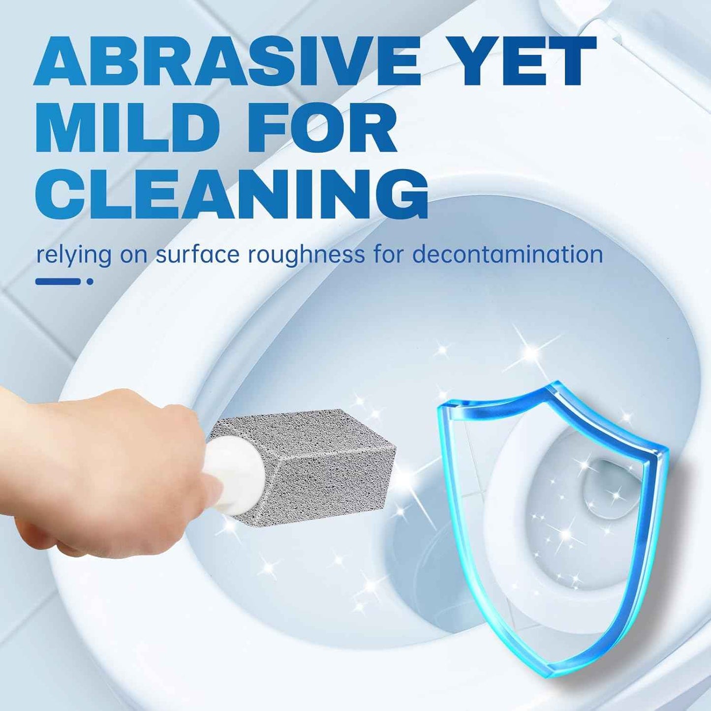 Vacplus Toilet Brush - Toilet Bowl Cleaners with Extra Long Handle, 100% Pumice Stone for Toilet Cleaning, Remove Limescale, Rust, Cleaning Supplies for Toilet, Pool, Bathroom, Sink