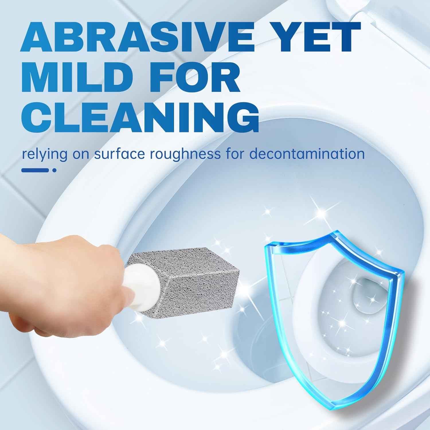 Vacplus Toilet Brush - Toilet Bowl Cleaners with Extra Long Handle, 100% Pumice Stone for Toilet Cleaning, Remove Limescale, Rust, Cleaning Supplies for Toilet, Pool, Bathroom, Sink