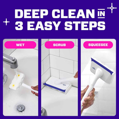 Mr. Clean Magic Eraser Shower & Tub Scrubber, Bathroom Cleaner, All in One Bathroom Cleaner, Lemon Starter Kit