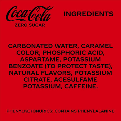 Coca-Cola Coke Zero Sugar Diet Soda, 10 Pack, 20 pack, 24 pack