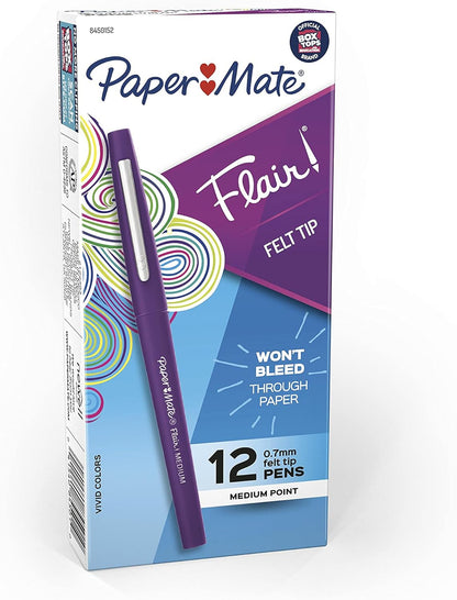 Paper_Mate_Flair_Felt_Tip_Pens,_Medium_Point_(0.7mm),_Vivid_Purple,_12_Count_-_For_Teachers,_Students,_Classroom_Use,_Note-Taking,_Arts_&_Crafts