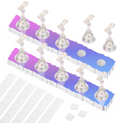 Difenni Nail Stand Acrylic Nail Art Display Stand Magnetic Nail Tips Practice Holder 54 Pcs Reusable Adhesive Putty for DIY Painting Nails Stand kit (Aurora)