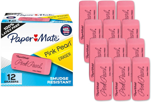 Paper_Mate_Erasers,_Pink_Pearl,_12_Count_-_Latex_Free_and_Smudge_Resistant,_Back_to_School,_Teacher_Supplies