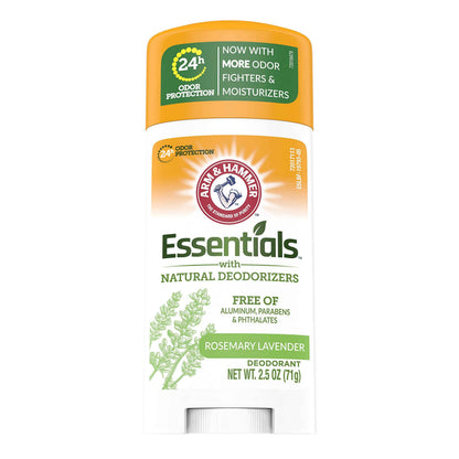 ARM & HAMMER Essentials Deodorant- Solid Oval - Made with Natural Deodorizers- Free From Aluminum, Parabens & Phthalates