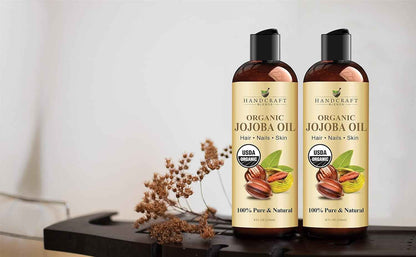 Handcraft Blends USDA Organic Jojoba Oil | Cold-Pressed | 100% Pure & Natural | for Hair, Skin & Face | Premium Grade Carrier Oil | for Massage & Aromatherapy | Hexane-Free
