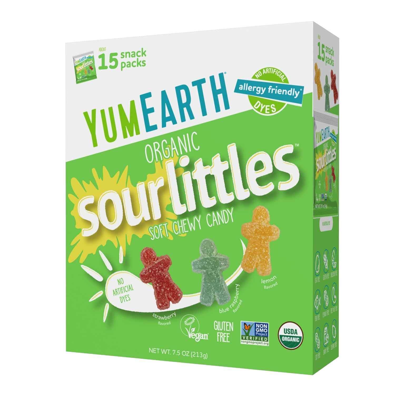 YumEarth Organic Sour Littles Chewy Candy - Allergy Friendly, No Artificial Dyes, Non GMO, Gluten Free, Vegan Candy Snacks