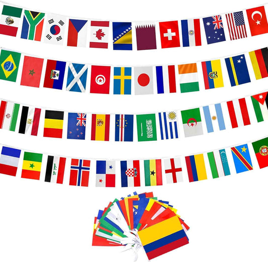48 Countries Flag for World Cup 2026 Decorations,World Cup Banner String Flag Set, Double Sided Nylon International Flags String, Soccer World Cup Party Decorations for Bar, Home, Sports Events