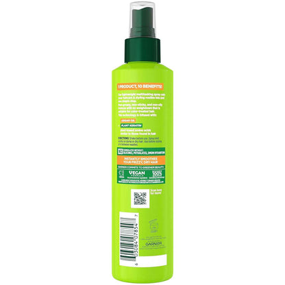 Garnier Fructis Sleek & Shine 10-in-1 for Frizzy, Dry Hair, Plant Keratin, 8.1 Fl Oz