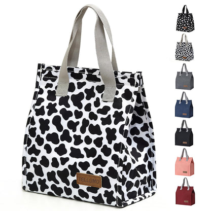 TELLUMO Lunch bag, Insulated Lunch Bag for Women Men Large Lunch Box Container Reusable Leakproof Tote for Office, Work, School, Beach or Travel (Cow-print)