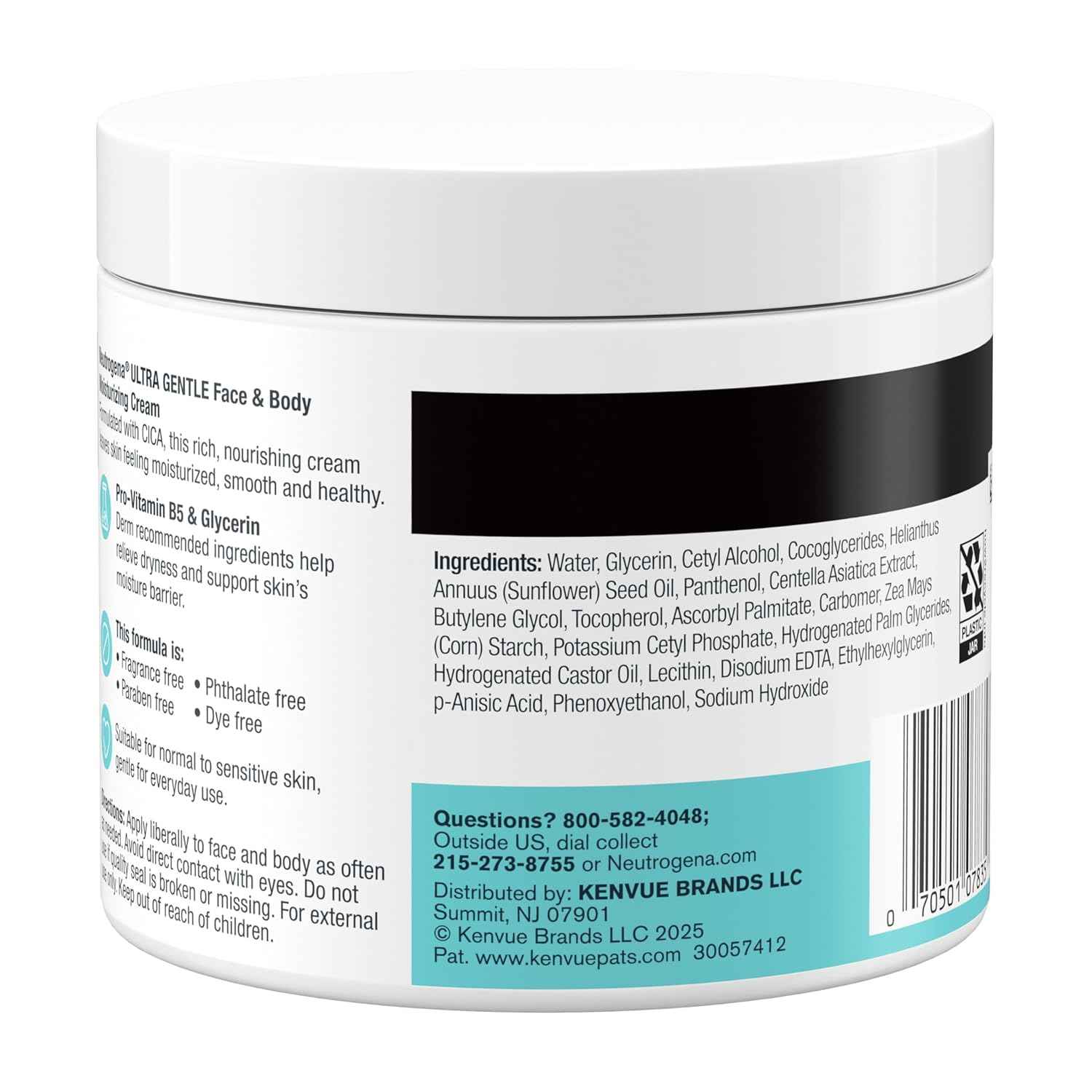 Neutrogena Ultra Gentle Face & Body Moisturizing Cream, Nourishing Face & Body Lotion Moisturizer for Normal to Sensitive Skin Leaves Skin Feeling Smooth & Healthy, Fragrance Free, 11 oz