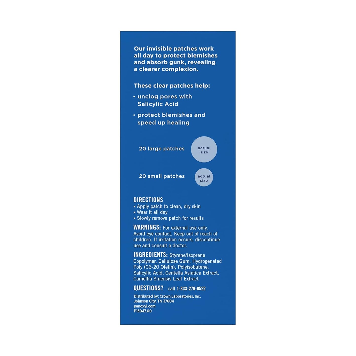 PanOxyl_Daytime_Invisible_Patches,_Dermatologist-Recommended_Brand,_Help_Manage_Blemishes,_Unclog_Pores_and_Exfoliate_with_Salicylic_Acid,_20_Large_and_20_Small_Patches,_Latex-Free,_40ct