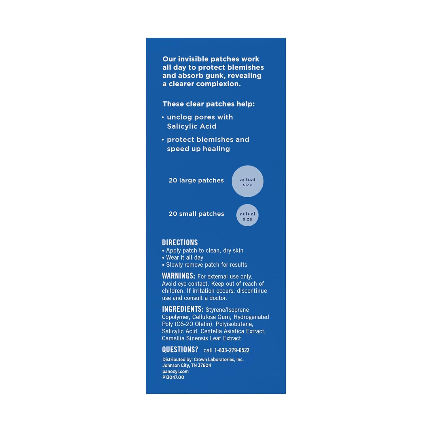 PanOxyl_Daytime_Invisible_Patches,_Dermatologist-Recommended_Brand,_Help_Manage_Blemishes,_Unclog_Pores_and_Exfoliate_with_Salicylic_Acid,_20_Large_and_20_Small_Patches,_Latex-Free,_40ct