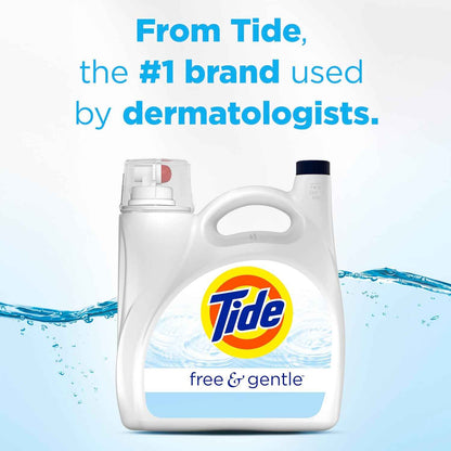 Tide Free & Gentle Liquid Laundry Detergent, 80 Loads, 105 fl oz, Tide Laundry Detergent, Clean Laundry Detergent